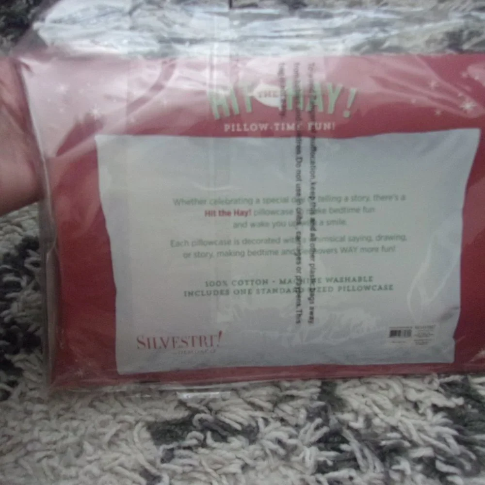 New in plastic Hit the Hay Christmas Lyrics Kids Pillow case